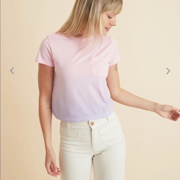 Marine Layer Pink ombre crop pocket tee small - Picture 2 of 7